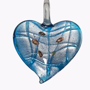 Elegant Hand Painted Art Glass Heart Pendant Statement Fashion Jewelry Women